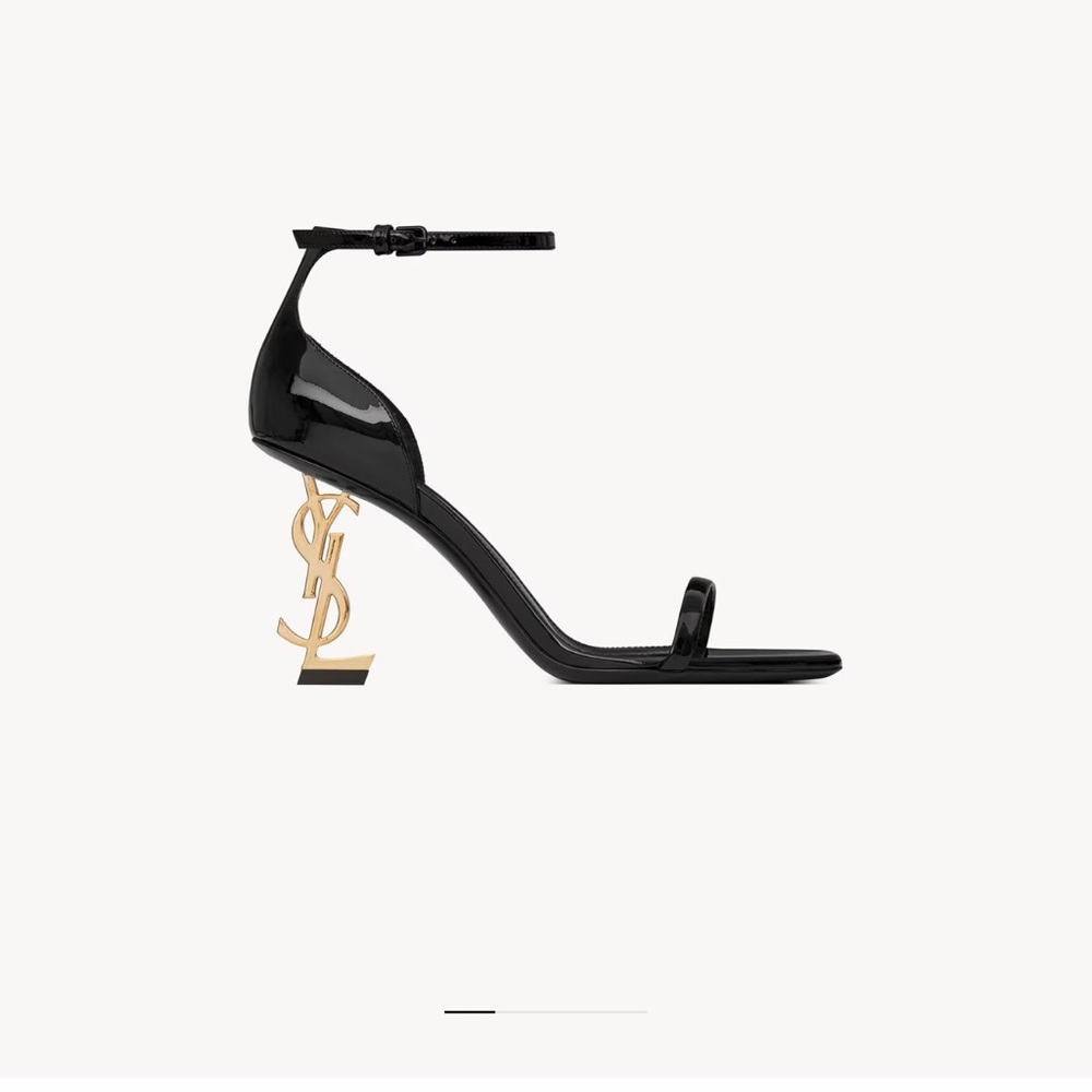 Yves Saint Laurent Black Heels with Gold Monogram